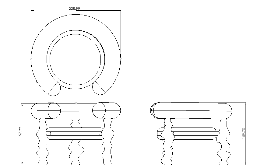 Wavy Chair Engineering Drawing